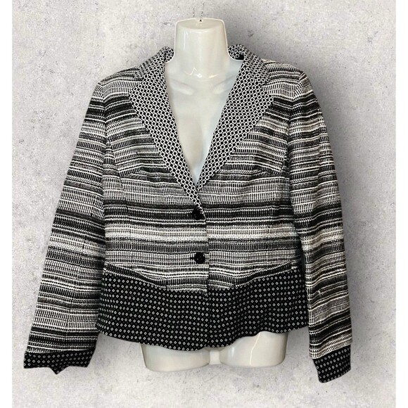 Worth New York Women’s Size 8 Geometric Print Blazer Jacket Cotton Blend Weave - Picture 1 of 7